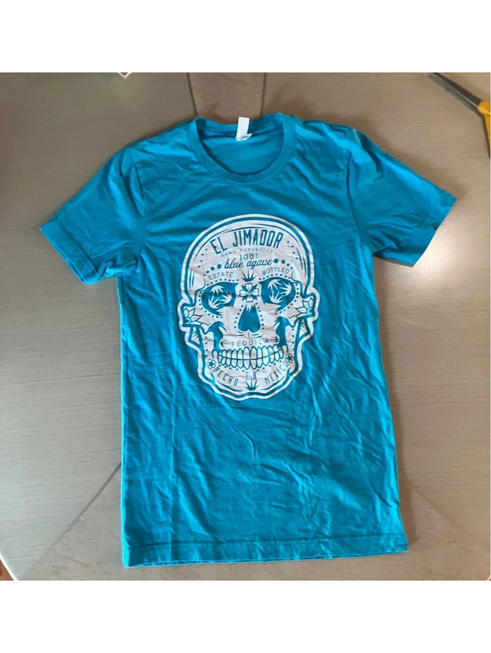 El Jimador tequila skull tee Bella Canvas teal S